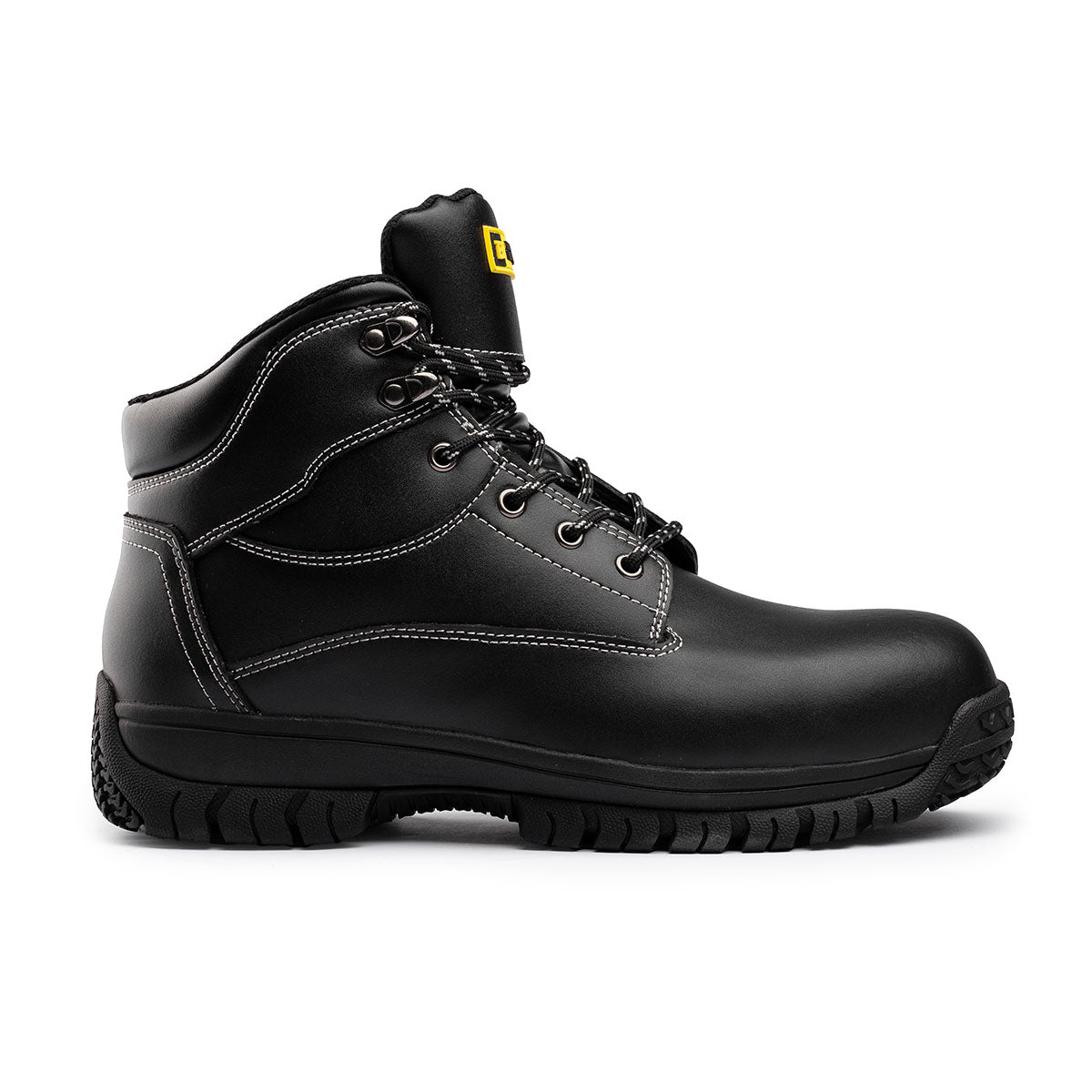 Mens black steel toe work boots best sale