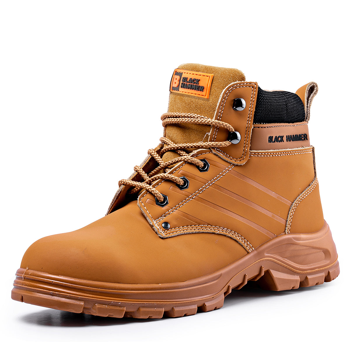 Mens Safety Boots Steel Toe Cap Ankle Leather Brown Tan Black Hammer